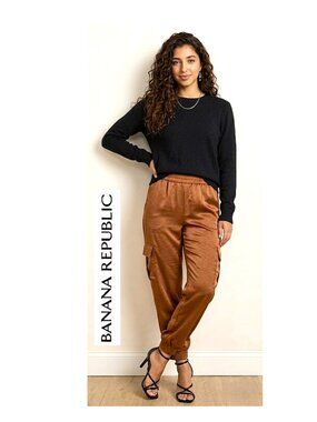 Banana Republic Black Sweater with Brown Cargo Jogger Pants